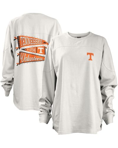 Pressbox Tennessee Volunteers Pennant Stack Oversized Long Sleeve T-shirt - Gray