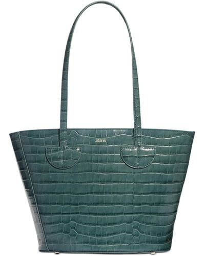Jason Wu Smile Croc Embossed Leather Extra Large Tote Bag - Green