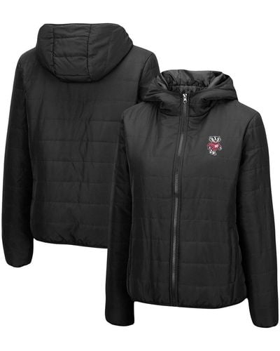 Colosseum Athletics Wisconsin Badgers Arianna Full-zip Puffer Jacket - Black