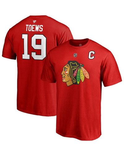 Majestic Chicago Blackhawks Jonathan Toews Authentic Stack Name & Number T-shirt - Red