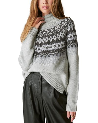 Lucky Brand Fair Isle Turtleneck Sweater - Gray