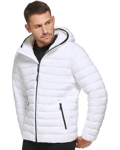 Calvin Klein Hooded & Quilted Packable Jacket - White