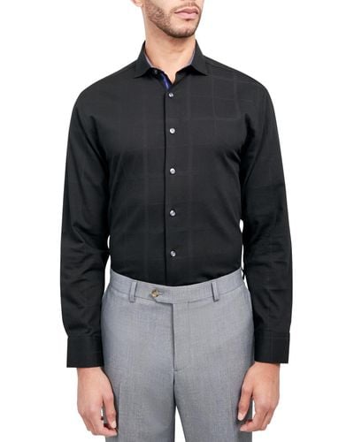 Michelsons Of London Regular-fit Check Dress Shirt - Black