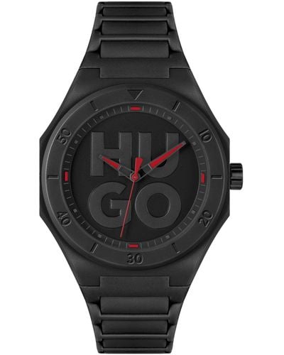 HUGO Grail Quartz Silicone Watch 42mm - Black