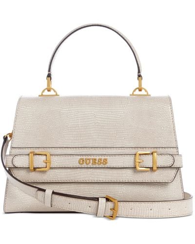 Guess Sestri Top Handle Small Flap Handbag - Natural