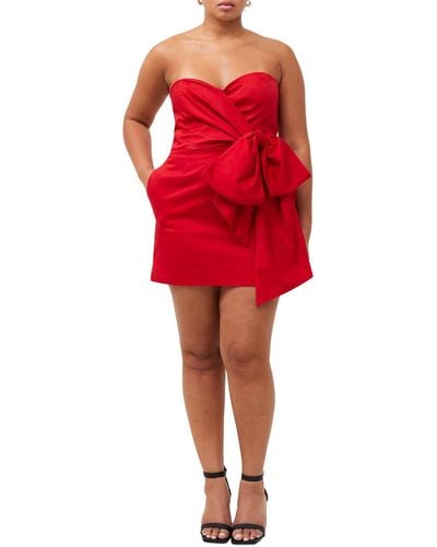 French Connection Strapless Bow-waist Mini Dress - Red