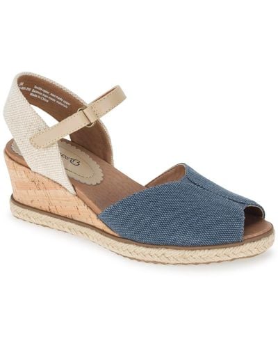 BareTraps Odetta Peep Toe Espadrille Wedge Sandals - Blue