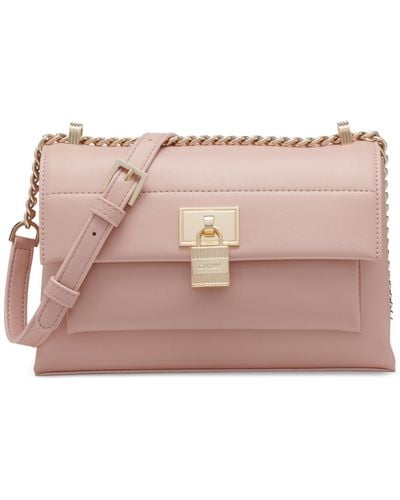 DKNY Evie Small Leather Flap Crossbody - Pink