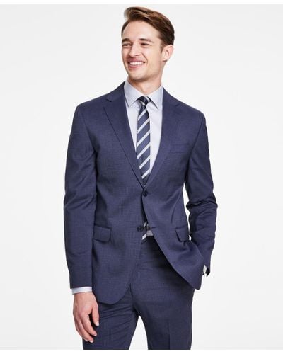DKNY Modern-fit Mini Check Suit Separate Jacket - Blue