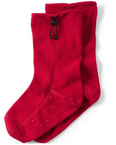 Lands' End Fleece Slipper Socks - Red