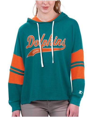 Starter Miami Dolphins Bump And Run Long Sleeve Hoodie T-shirt - Blue