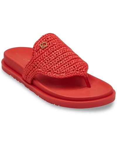 Donna Karan Hira Slip-on Woven Thong Sandals - Red