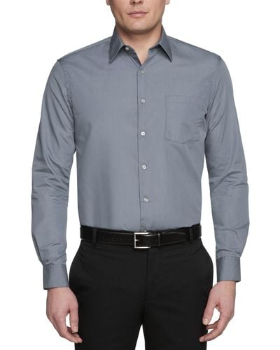 Van Heusen Classic-fit Point Collar Poplin Dress Shirt - Gray