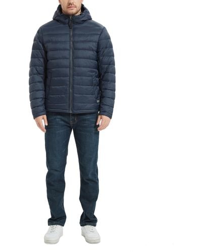 Hawke & Co. Sherpa Lined Hooded Puffer Jacket - Blue
