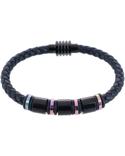 Trafalgar Subtle Color Magnetic Secure Clasp Leather Bracelet - Blue