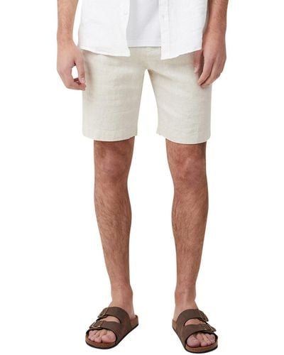 Cotton On Linen Pleat Shorts - White