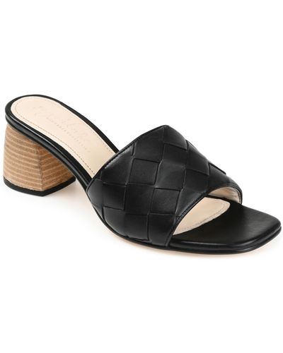 Journee Signature Kellee Woven Block Heel Sandals - Black