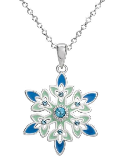 Disney Frozen Silver Plated Blue Crystal Snowflake Pendant Necklace