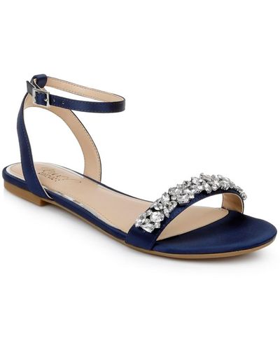 Badgley Mischka Ohara Embellished Evening Flat Sandals - Blue