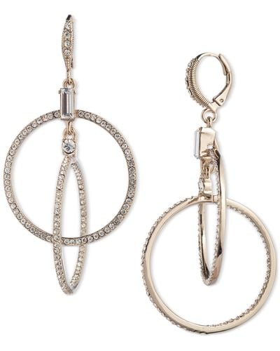 Givenchy Pave Crystal Orbital Hoop Mismatch Drop Earrings - Metallic