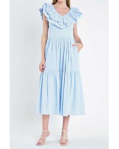English Factory Ruffle Maxi Dress - Blue