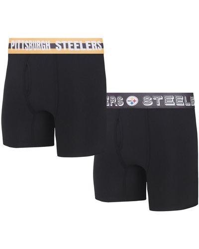 Concepts Sport Pittsburgh Steelers Gauge Knit Boxer Brief Two-pack - Black