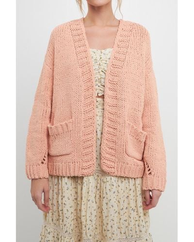 Free the Roses Over D Chunky Cardigan - Pink