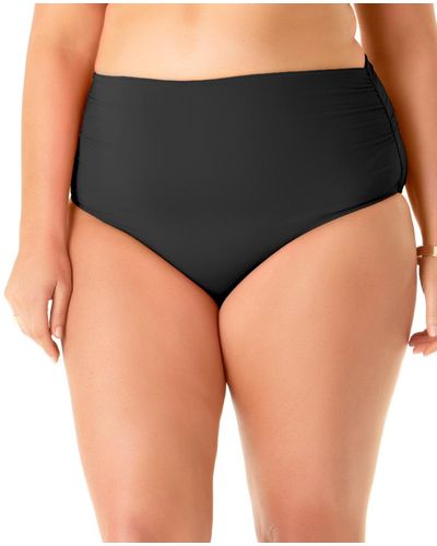 Anne Cole Plus Size High-waist Bikini Bottoms - Black
