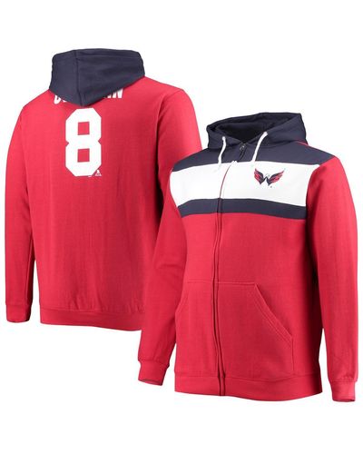 Profile Alexander Ovechkin Washington Capitals Big And Tall Colorblock Full-zip Hoodie - Red