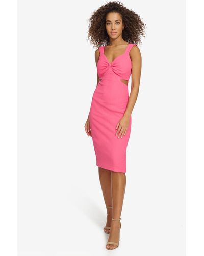 Siena Jewelry Textured Side-cutout Gathered-bodice Dress - Pink