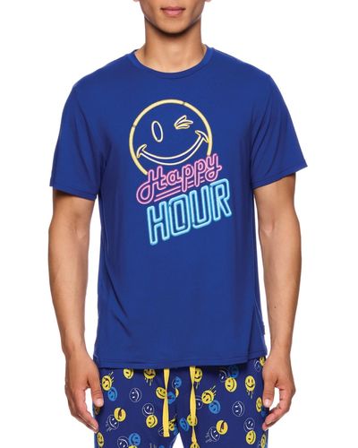Joe Boxer Super Soft Happy Hour Crew Neck T-shirt - Blue