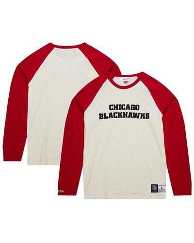 Mitchell & Ness Chicago Blackhawks Legendary Slub Vintage-like Raglan Long Sleeve T-shirt - Red