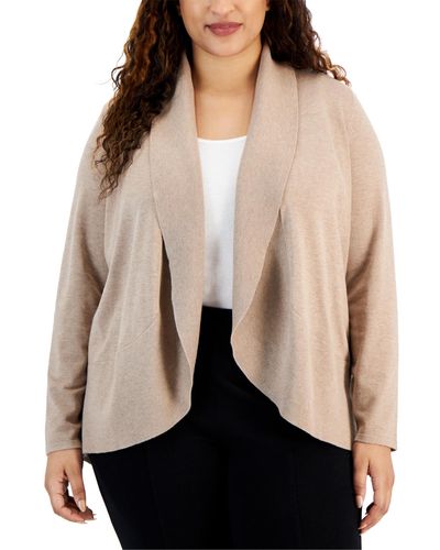 Karen Scott Plus Size Shawl-collar Cardigan - Natural