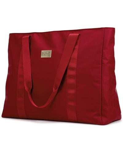 Badgley Mischka Nylon Travel Tote Weekender Bag - Red
