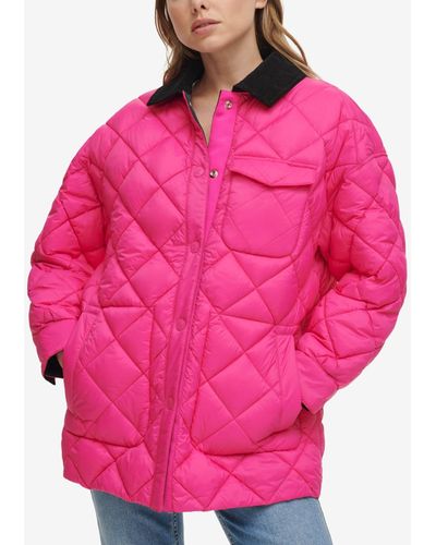 Calvin Klein Reversible Quilted Barn Jacket - Pink
