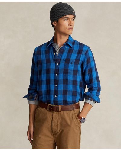 Polo Ralph Lauren Custom Fit Checked Double-faced Shirt - Blue