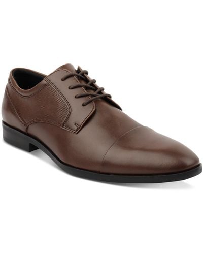 Alfani Victor Faux-leather Lace-up Cap-toe Dress Shoes - Brown