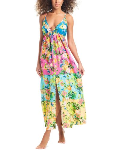 BarIII Tiered Printed Ruffle Cover-up Dress - Multicolor