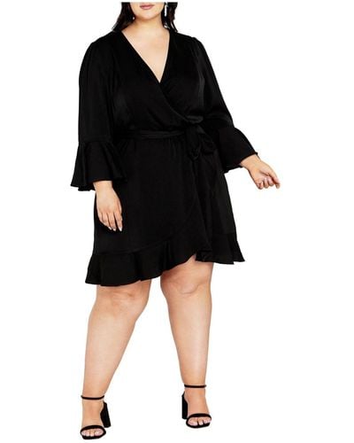 City Chic Plus Size Estelle Wrap Dress - Black