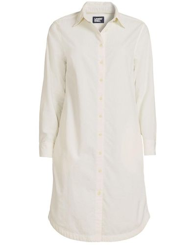 Lands' End Pinwale Cord Button Front Dress - White