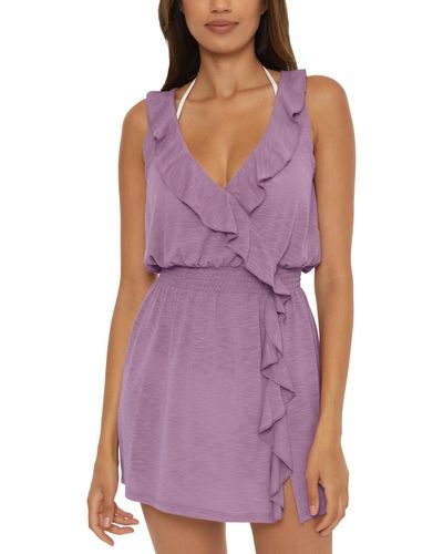Becca Breezy Basics Ruffled Cover Up Dress - Purple