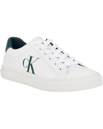 Calvin Klein Celbi Lace-up Round Toe Casual Sneakers - White