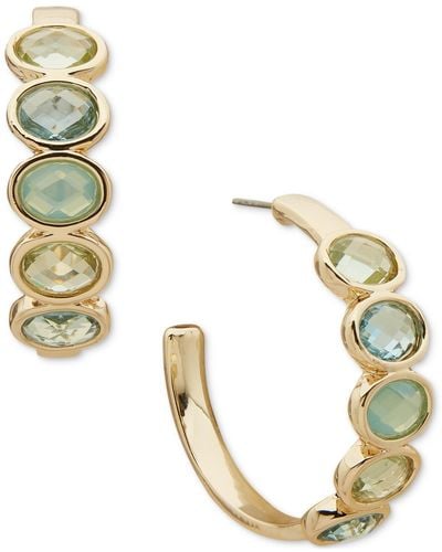 Anne Klein Gold-tone Medium Stone C-hoop Earrings - Metallic