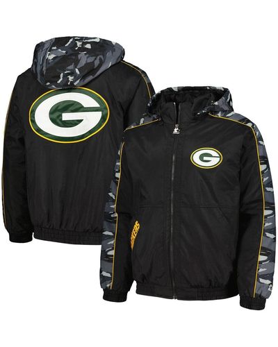 Starter Green Bay Packers Thursday Night Gridiron Full-zip Hoodie Jacket - Black