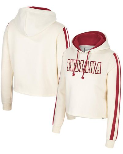 Colosseum Athletics Indiana Hoosiers Perfect Date Cropped Pullover Hoodie - White