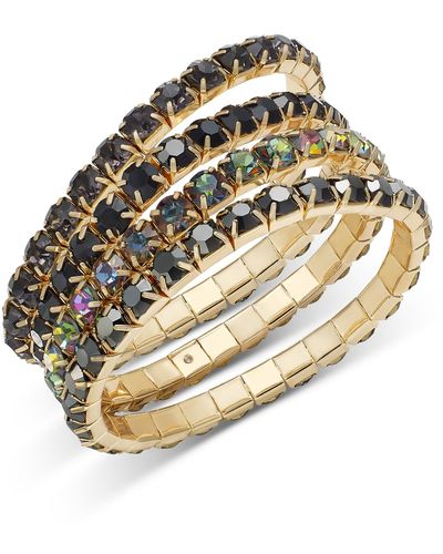 INC International Concepts Gold-tone Crystal Stretch Bracelet - Metallic