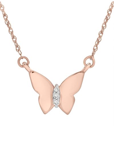 Wrapped in Love Diamond Accent Butterfly 17" Pendant Necklace - Natural