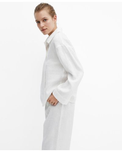 Mango Linen Pajama Shirt - White