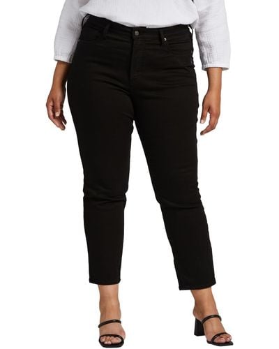 Silver Jeans Co. Plus Size Infinite Fit One Size Fits Three High Rise Straight Leg Jeans - Black