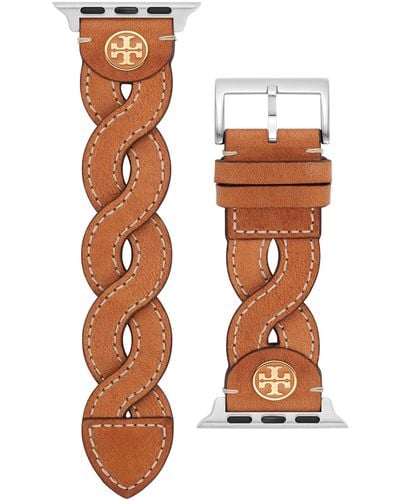 Tory Burch luggage Braided Leather Band For Apple Watch 38mm/40mm - Brown